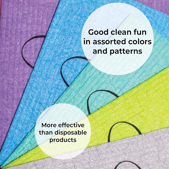 Skoy Cloth, 4-pack Versatile Swedish Dishcloths for Kitchen and Household Use, Reusable Cleaning Cloths, Planet-Friendly, Dishwasher and Dryer-Safe, White