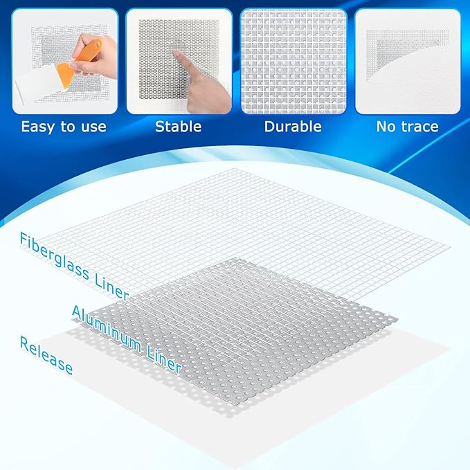 Ranekie 14 Pack Drywall Repairs Patch, 4/6/8 Inch Drywall Repair Kit with Extended Self-Adhesive Mesh,Large Hole Patch Repair for Drywall,Heavy Duty Dry Wall Hole Repair Patch