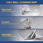 BOOMJOY Wall Cleaner Mop with 82 Inches Long Handle, Baseboard Cleaner Tool Duster with Squeegee, Ceiling Cleaning Tool with 6 Replacement Pads for Painted Walls, Window, Floor