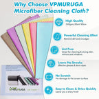 Streak Free Window Cleaning Cloth Miracle Microfiber Cloths for Glass,Kitchen,Counter,Mirror Lint Free Dish Drying Cloths Glass Polishing Rag,All-Purpose,Reusable,Fish Scale Nanoscale towel Pack of 12