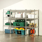 Whitmor 1 Tier Supreme Stacking Shelving Unit, Wire Metal Home Storage Organizer, 15" L x 14" W x 15" H, Chrome W/Liner