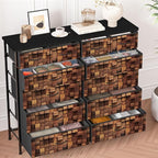 TV Stand Dresser for Bedroom, Tall Fabric Drawer Dresser, Chest of Drawers, Fabric Storage Organizer Cabinet for Closet, Nursery (Solid Brown)