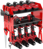 Heavy Duty Drill Holder & Power Tool Organizer Wall Mount, Metal Cordless Tool Organizer for Cordless Drill, Accessory Holder Rack (3L4D WITH CHARGING STATION (RED), With Charging Station)