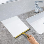 All-Purpose Stainless Steel Shower Squeegee for Shower Glass Door with Adhesive Hook, Bathroom Cleaner Tool Household Window Mirror Squeegee for Glass Doors, Cleaning Tile Wall, Car, 10 inch, Golden