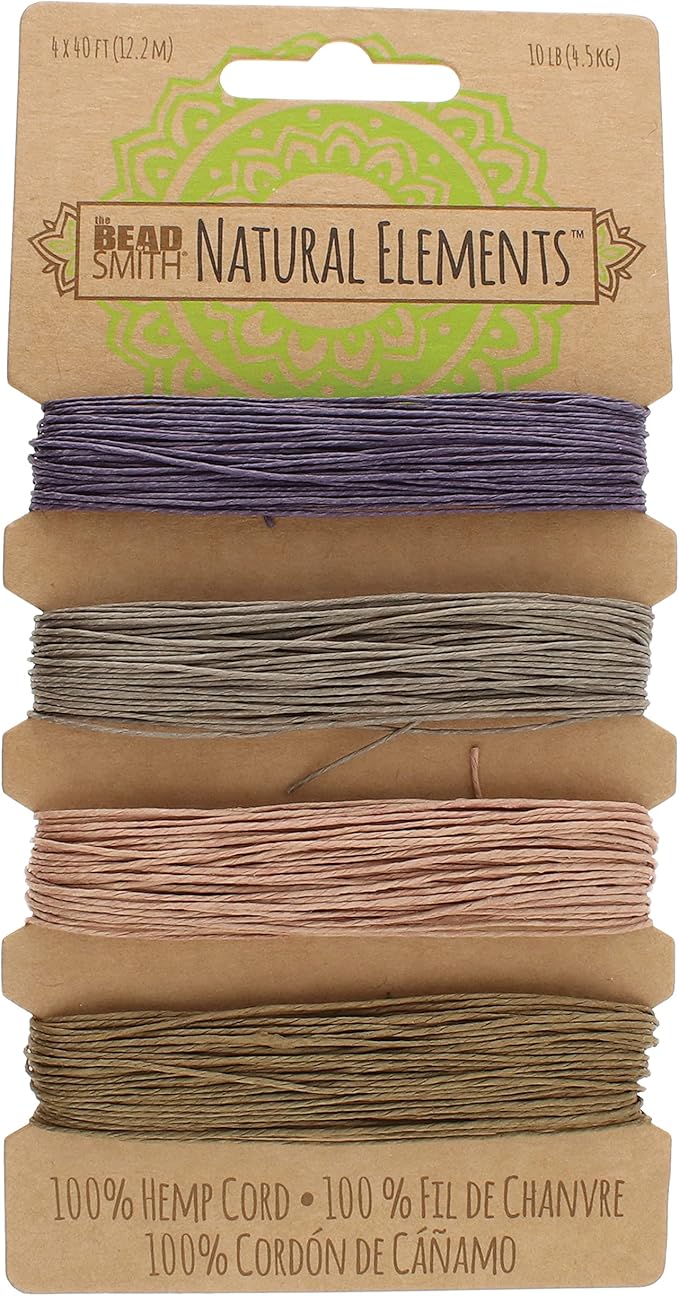 The Beadsmith 100% Hemp Cord – Vintage Colors – .55mm, 40 Foot Spool, 10LB Test Strength – Twine for Jewelry Making, Macrame, Paper Crafts, Gardening, Scrapbooking, Home Décor, DIY String Art & More