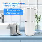 Automatic Soap Dispenser Touchless,Liquid Hand Soap Dispenser 12.8oz USB 4levels Adjustable Dispenser Electric Wall Mounted Smart for Bathroom and Kitchen Dish Soap，Easy for Toddlers(White)