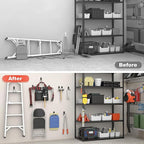 TORACK 15PCS Garage Storage System Hooks, Shelving Hooks for Keyhole Shelving Units Wall Mount Utility Hooks for Tools, Ladders, Cords, Folding Chairs, Shovels and Rakes(Black)