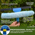 Kleen Handler Professional 2-in-1 Squeegee for Window Cleaning Tool Combo - 14" Squeegee & Microfiber Scrubber Sleeve, Window Glass Cleaning Kit for Commercial & Residential Use