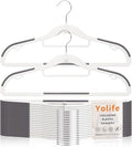 Yolife Cascading Plastic Clothes Hangers 10 Pack with Inner Hook for Vertical Storage, Slim Space Saving Hangers with Non-Slip Pads, 360° Swivel Metal Hook, Versatile, White & Gray