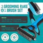 Maxpower Planet Dog Rake and Dog Hair Brush - Gently Removes Loose Undercoat, Mats and Tangled - Deshedding Grooming Tool for Dogs & Cats - Self Cleaning Slicker Brush - All Hair Types
