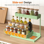 3 Pack Multi-Purpose Under Sink Organizers and Storage, 2025 L-Shaped Pull Out Cabinet Organizer for Bathroom & Kitchen, Under Cabinet Organizer with Hooks Hanging Cup, Green