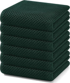 Homaxy 100% Cotton Waffle Weave Kitchen Dish Towels, Ultra Soft Absorbent Quick Drying Cleaning Towel, 13 x 28 Inches, 6-Pack, Blackish Green