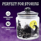 Silver Buffalo Disney Tim Burton Nightmare Before Christmas Moon Hill Graveyard Scene Jack Skellington and Sally Glass Cookie Snack Candy Jar with Lid (Small)