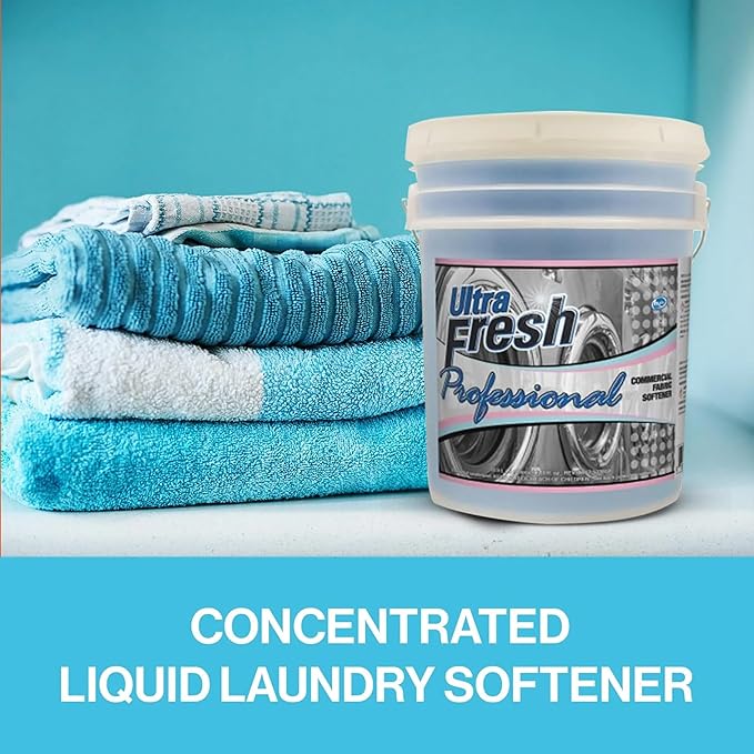 Ultra Fresh Professional 5 Gal Fabric Softener for Commercial Washing Machines, Liquid Laundry Softener, Up to 640 Loads, Blue Spring Fresh Fragrance