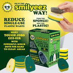 Smilyeez No Plastic Heavy Duty Green Dotted Sponge Refill (10 Pack) for Scotch Brite's Dishwand Refills with Adapter