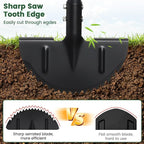 Edger Lawn Tool, Sharp Saw-Tooth Half Moon Hand Lawn Edging Tool for Landscaping, Adjustable 49" Long Handle Manual Edgers with T-Grip for Sidewalk Yard Garden Flower Bed Border Cable Burying
