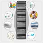 HOMELUX THEORY UPGRADED Over The Door Organizer Hanging - 100D EXTRA THICK & 50lbs HUGE CAPACITY 6 Large Front & 12 Side Pockets, Over The Door Shoe Organizer, Hanging Closet Organizer (DarkGray, 2pc)