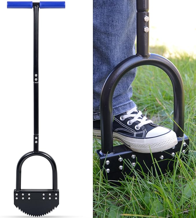 Edger Lawn Tool 41in Border Edger with Tempered Spring Steel Blade Long Rubber Handle Wide Footplate Rustproof Manganese Steel Half Moon Edger for Garden Maintenance
