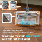 Mop and Bucket Set, Spin Mop with Separate Dirty Water System, Deep-Cleaning Mops for Floors, Versatile Mops for Walls
