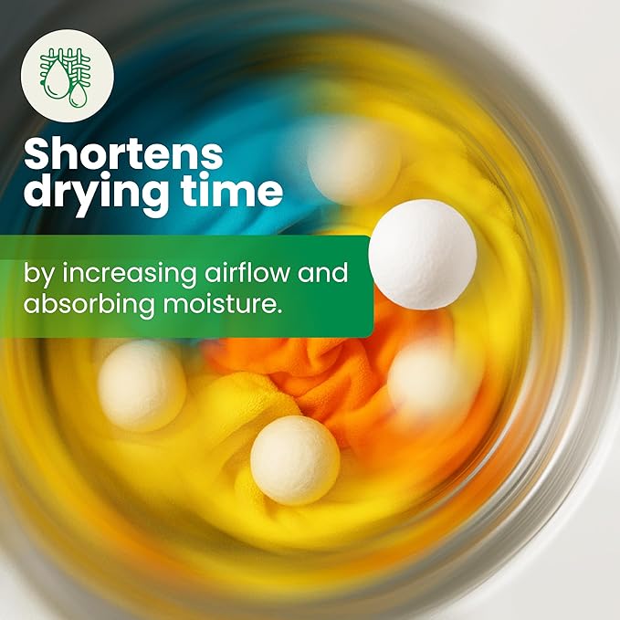 SEREN Wool Dryer Balls with Essential Oils – 100% New Zealand Wool, Plastic-Free & Reusable, Reduces Wrinkles & Static, Gentle on Baby Clothes & Sensitive Skin