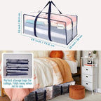 VENO 8 Pack Moving Bags Plastic Storage Totes Clothes Organization Large W Lid/Zipper. Packing Boxes/Bins Alternative. Space Saving Foldable College Supplies Essentials (Clear, 8 Pack)