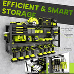 Large Power Tool Organizer Wall Mount,4 Layers 8 Drill Holder Heavy Duty Metal Cordless Tool Storage Loads 420lbs with Screwdriver Holder,Utility Racks for Garage, Workshop, Pegboard, Shed - 32 Inch
