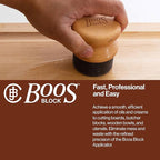 John Boos Oil & Cream Round Applicator for Wood Cutting Boards, Butcher Blocks & Utensils, Beechwood - Solid Hardwood Handle, Silver Ion-Treated Sponge, Storage Cap, Easy and Even Application