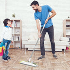 NACENA Silicone Floor Squeegee, 54-in Adjustable Long Handle Multifunction Silicone Broom, Sweep and Scrape 2 in 1 Household Cleaning Broom for Floor, Deck, Bathroom, Kitchen, Pet Hair, Glass, White