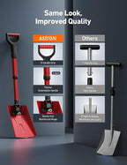 AstroAI 38.4" Folding Snow Shovel for Car, Extendable Snow Shovel with Thickened Aluminum Handle and Reinforced Iron Hinge, Portable and Multifunctional for Driveway, Cars, Camping and Mud, Red