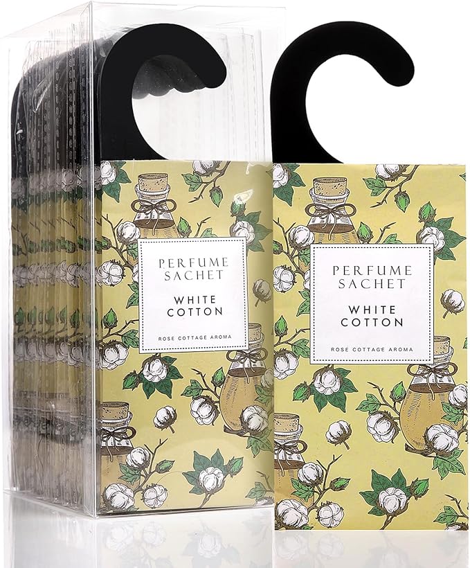 Large 12 Packs White Cotton Hanging Closet Deodorizer Air Freshener Long Lasting Scented Sachets Smell Goods for House