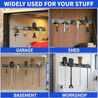 Tool Organizer Wall Mount, 32inch Heavy Duty Garden Tool organizer Storage System, Easy Install With 6 Adjustable Hooks, For Garage, Basement, Shed, Workshop(Black)