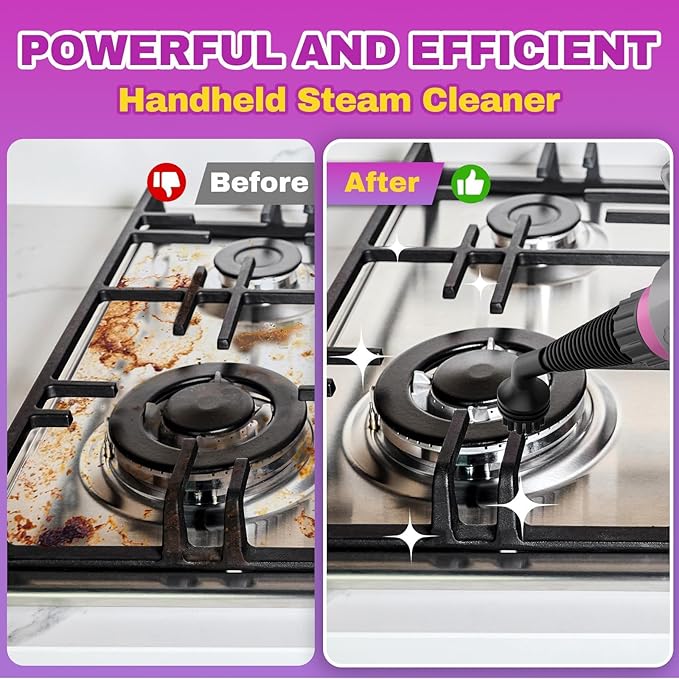 Pressurized Handheld Steam Cleaner, Portable Multi-Surface Cleaner for Home, Multipurpose Steam Cleaner for Tile, Grout, Windows, Bathroom, with 12pcs Accessories (Grey)