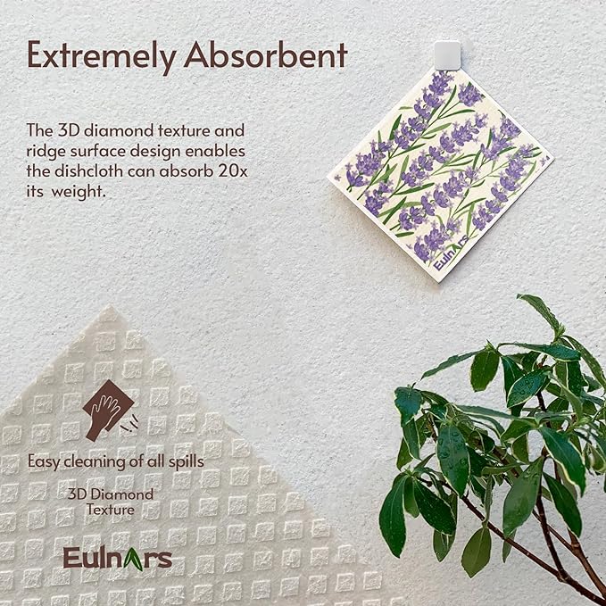 Swedish Dishcloths for Kitchen, 8 Pack Flower Reusable Paper Towels Washable, Non-Scratch Swedish Kitchen Towels, Super Absorbent Cellulose Dish Cloths, Eco Friendly Gifts