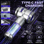 Handheld Car Vacuum Portable Cordless - 18000PA High Power with Brushless Motor, 4-in-1 Air Duster, Blower, Pump & Rechargeable Mini Vacuum for Car, Home, Office (Silver Grey+Blue)