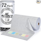 Matthew Microfiber Cleaning Cloth Roll 72Pack (12" x 12") Reusable Paper Towels&Washable Tear Away Towels,Ultra Water Absorbent Lint&Streak Free Cleaning Rags for Glass,Dishwash,Bathroom,Cars-Grey