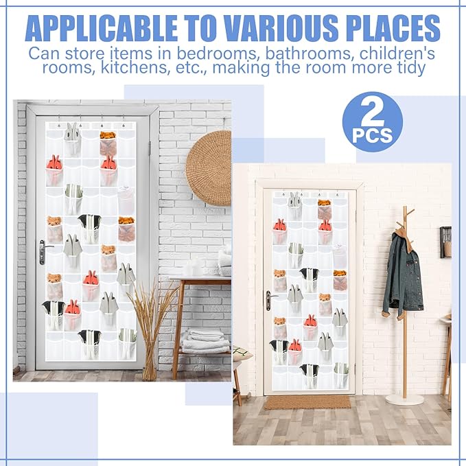 Windyun 2 Pack 40 Over the Door Shoe Organizers Large Mesh Pocket Hanging Shoe Rack for Closet Nonslip Behind Dorm Door Storage Holder Dorm Essentials Back to School Organizer for College