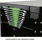 OEMTOOLS 22177 Pro Magnetic Wrench Organizer, 12 Wrench Storage Rail, SAE and Metric Tool Drawer Organizers For Tool Boxes And Metal Surfaces, Green