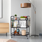 HDANI 3 Tier Metal Rolling Utility Cart,High Capacity Multi Purpose Heavy Duty Cart,for Office,Kitchen,Living Room,Bedroom,Etc.(Black)…