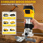 Cordless Wood Router Trimmer for Dewalt 20V Battery, 6 Speeds Wood Trimmer Set, 800W 30000 RPM Brushless Motor Hand Palm Router with 15pcs 1/4"Shank Router Bits for Woodworking,Slotting(NO Battery)