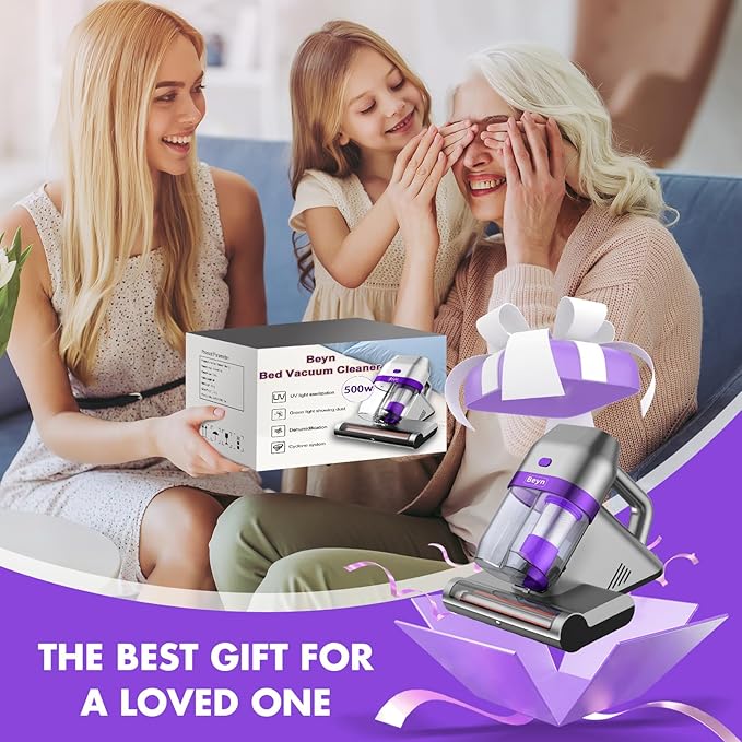 Bed Vacuum Cleaner, Mattress Vacuum Cleaner with UV & Ultrasonic, 16Kpa Suction Handheld Bed Vacuums with High Heating Tech, Effectively Clean Up Bed, Sofas, Pillows, Carpets, 500W(Corded)