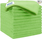 HOMEXCEL Green Microfiber Cleaning Cloth 12 Pack, 12.5 x 12.5 inch Microfiber Towels for Cars, Ultra Absorbent Car Washing Cloth, Lint Free Streak Free Cleaning Rags for Car, Kitchen, and Window