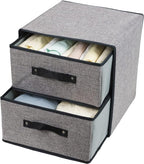 Linen Closet Organizer and Storage, Fabric Storage Drawer Organizer with 2 Drawers for Underwear, Sock, Bra, Small Items, 121212 INCH (Gray)