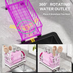 Cisily Dish Soap Dispenser, 12 fl oz Kitchen Soap Dispensers with Sponge Holder, Gold and Silver Pump Pink Glass Kitchen Soap Dispenser Set, Hand and Dish Soap Bottle Set, Pink Decor Accessories