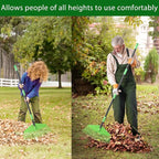 Plastic Rake for Leaves, 23 Tines 16" Wide Plastic Lawn Gravel Shrub Leaf Rake for Leaves and Grass, Thatch Garden Rakes for Yard Heavy Duty Long Handle 35-65"