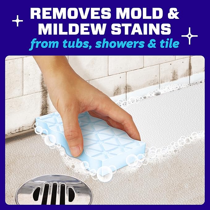 Mr. Clean Magic Eraser Sponge, Bathroom Cleaner, Soap Scum Shower & Tub Cleaner, 2 in 1 Bath, 5ct