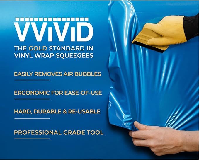 VViViD Gold Vinyl Wrap Squeegee - Nylon-Reinforced Tool for Car Wraps, Window Tint & Decals - (25 Pack w/ 25 felts)