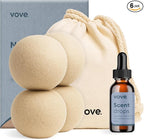 Vove Natural Hemp Dryer Balls Kit with Scent Drops - 4 Pack & Essential Oil Blend - 5X More Absorbent Than Wool - Natural Softener, Reduces Wrinkles and Static, Customizable Fresh Scent, Reusable