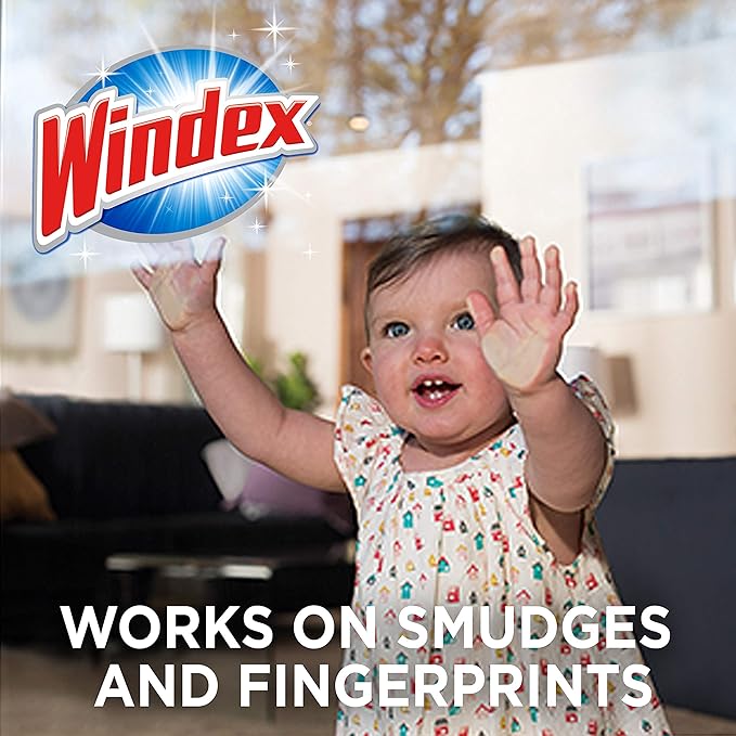 Windex Glass Cleaning Wipes, Pre-Moistened Glass and Surface Wipes to Clean Home Surfaces, Household Essentials, Original Scent, 38 Count (Pack of 6)