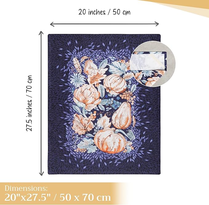 Maison d' Hermine Kitchen Towels Set of 3 100% Cotton 27.50" x 20" Reusable Cloth Tea Dish Towels Absorbent with Hanging Loop for Kitchen, Home, Dining, Cocktail Parties (Pumpkin Blues)