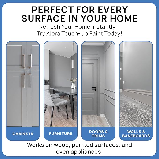 Alora Touch-Up Paint | Matte Finish for Drywalls, Concrete, Brick, Tile, Doors, Cabinets & More | Multi-Tone Gray Repair Kit | Quick-Dry, Low-Odor, Ultra-Low VOC | No Sanding or Primer Needed | 3 Pack